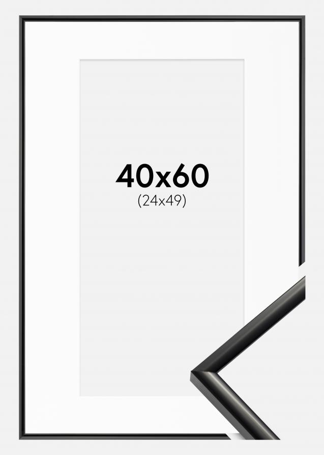 Cadre New Lifestyle Noir 40x60 cm - Passe-partout Blanc 25x50 cm