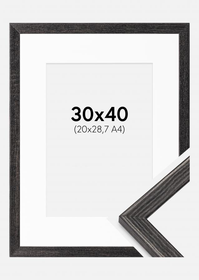 Cadre Fiorito Gris foncé 30x40 cm - Passe-partout Blanc 21x29,7 cm (A4)