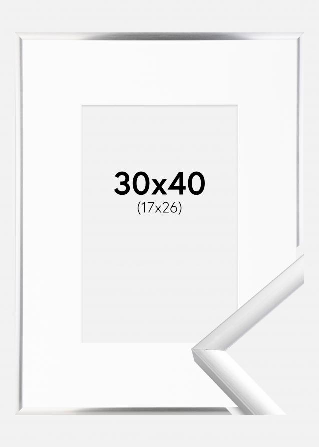 Cadre New Lifestyle Argent 30x40 cm - Passe-partout Blanc 18x27 cm