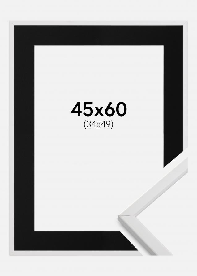 Cadre Galant Blanc 45x60 cm - Passe-partout Noir 35x50 cm