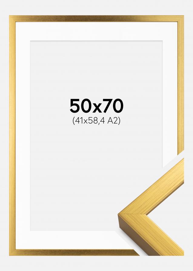 Cadre Falun Or 50x70 cm - Passe-partout Blanc 42x59,4 cm (A2)