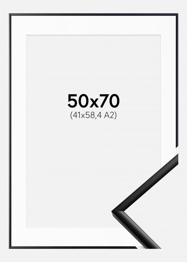 Cadre New Lifestyle Mat Noir 50x70 cm - Passe-partout Blanc 42x59,4 cm (A2)