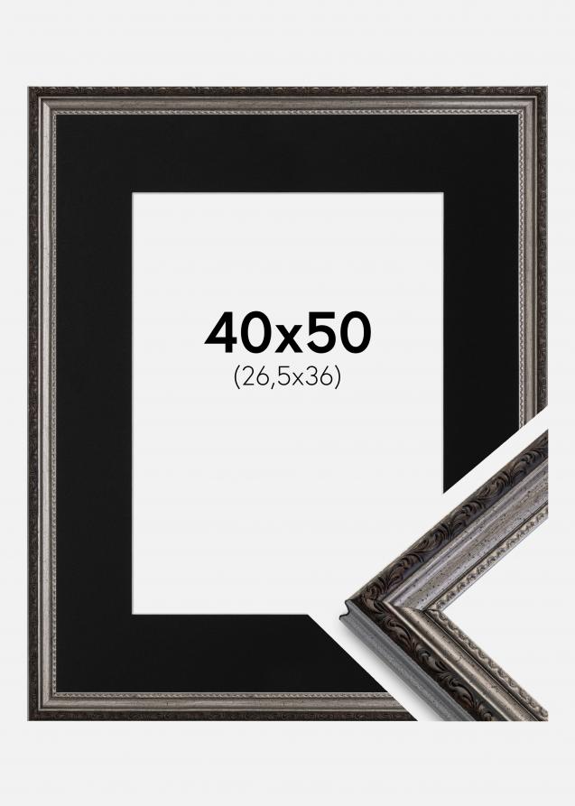 Cadre Abisko Argent 40x50 cm - Passe-partout Noir 27,5x37 cm