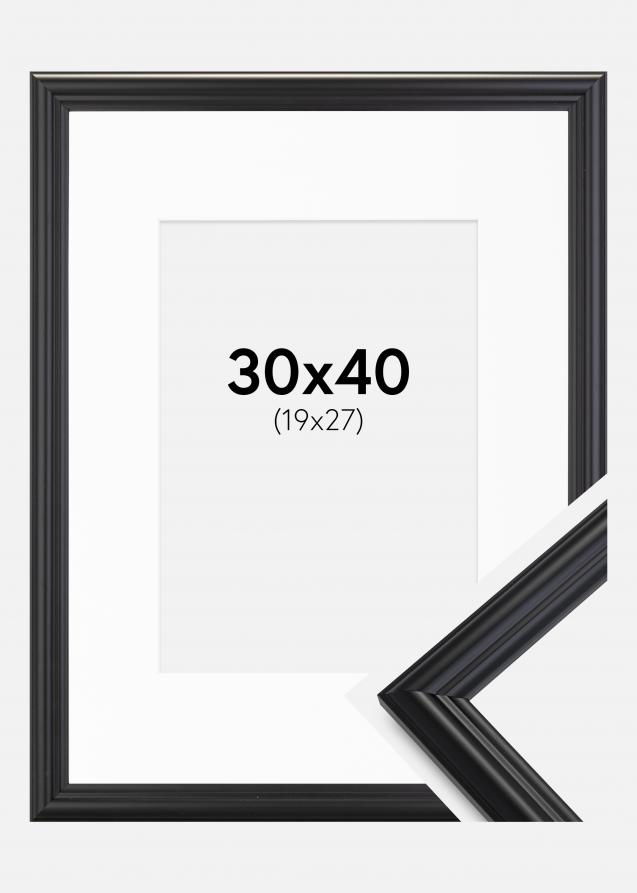 Cadre Siljan Noir 30x40 cm - Passe-partout Blanc 20x28 cm