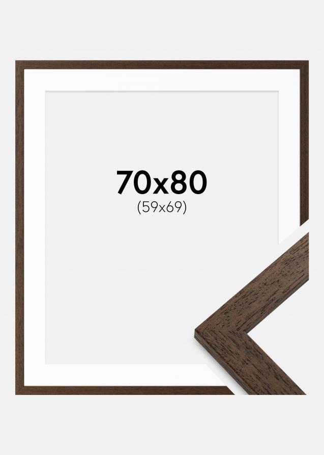 Cadre Brown Wood 70x80 cm - Passe-partout Blanc 60x70 cm