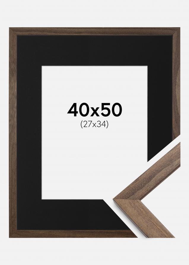 Cadre Stilren Noyer 40x50 cm - Passe-partout Noir 28x35 cm