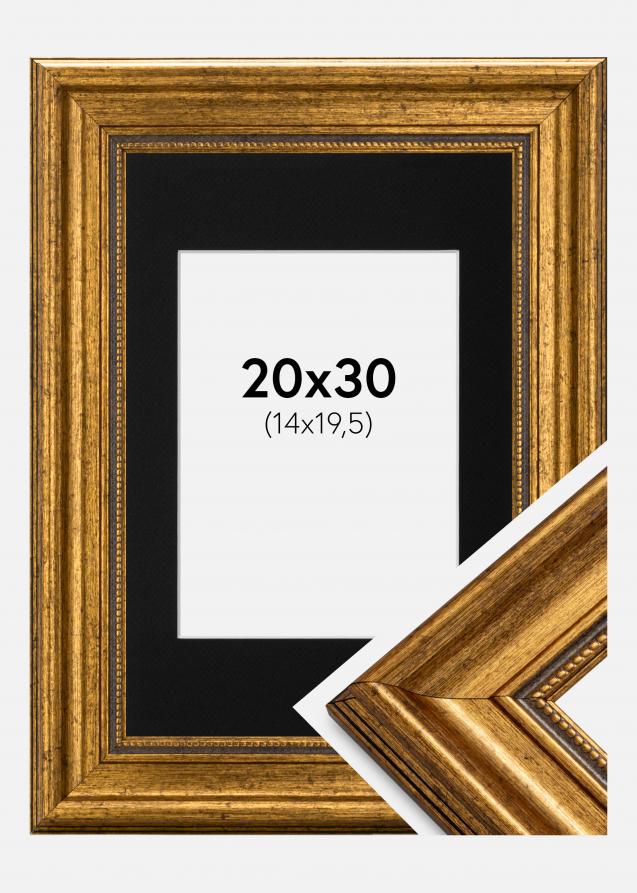 Cadre Rococo Or 20x30 cm - Passe-partout Noir 15x21 cm (A5)