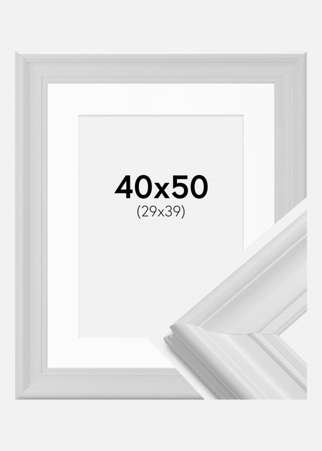 Cadre Mora Premium Blanc 40x50 cm - Passe-partout Blanc 30x40 cm