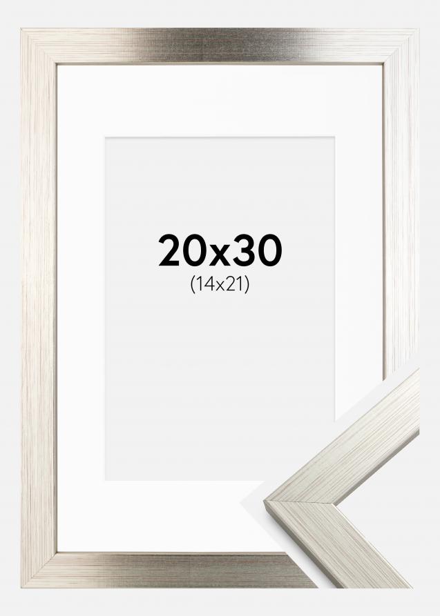 Cadre Silver Wood 20x30 cm - Passe-partout Blanc 15x22 cm