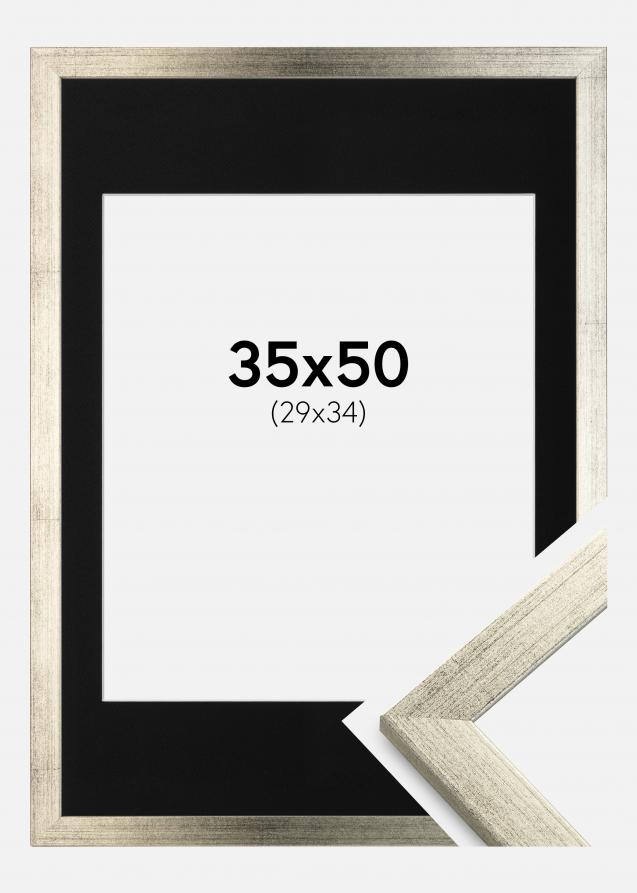 Cadre Stilren Argent 35x50 cm - Passe-partout Noir 30x35 cm