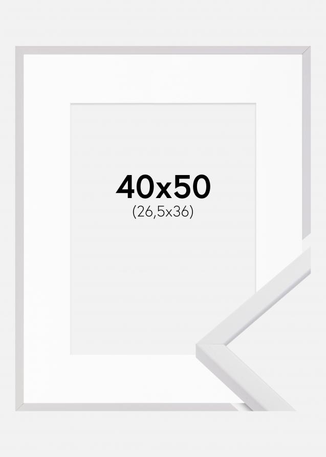 Cadre E-Line Blanc 40x50 cm - Passe-partout Blanc 27,5x37 cm