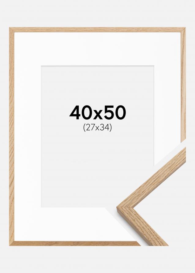 Cadre Oslo Chêne 40x50 cm - Passe-partout Blanc 28x35 cm