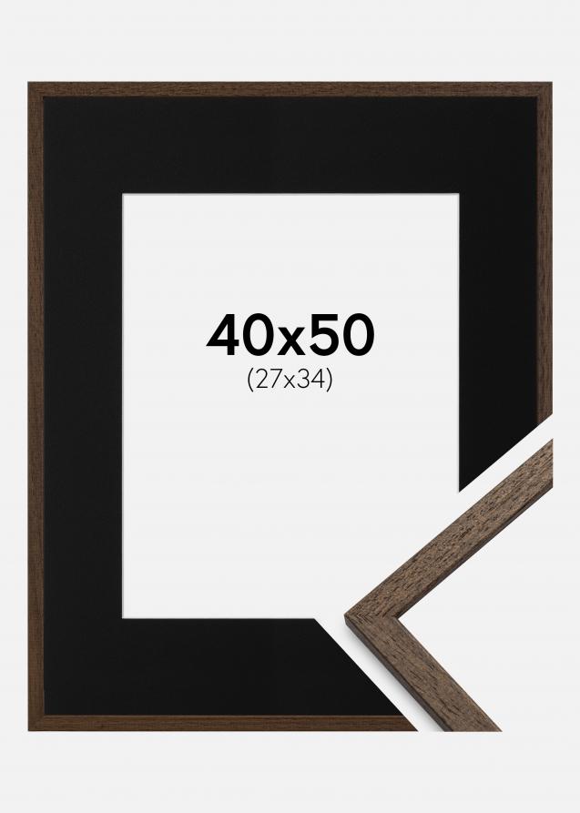 Cadre Edsbyn Noyer 40x50 cm - Passe-partout Noir 28x35 cm