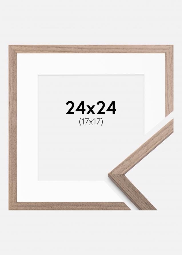 Cadre Edsbyn Noyer Clair 24x24 cm - Passe-partout Blanc 18x18 cm
