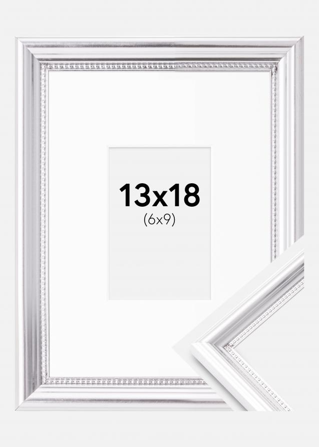 Cadre Gala Argent 13x18 cm - Passe-partout Blanc 7x10 cm
