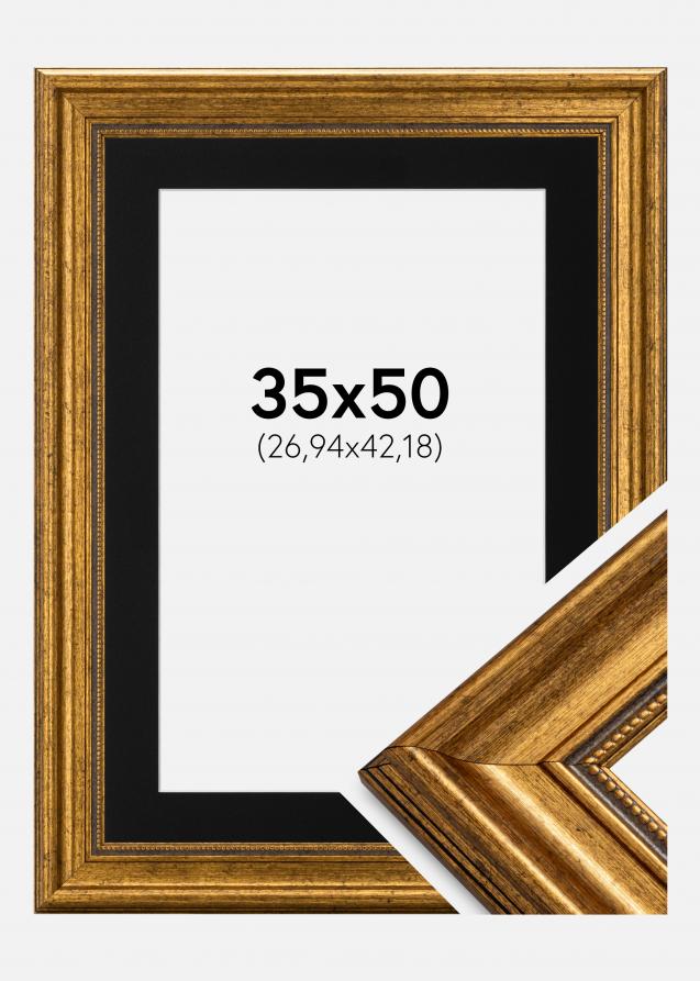 Cadre Rococo Or 35x50 cm - Passe-partout Noir 11x17 pouces