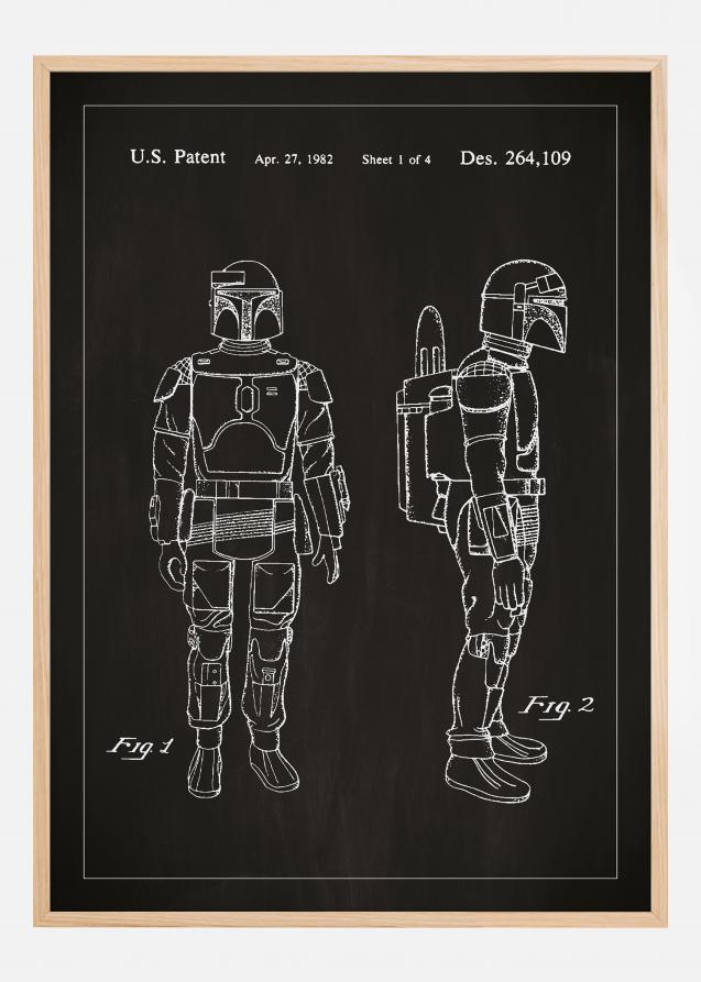 Dessin de brevet - Star Wars - Boba Fett - Noir Poster