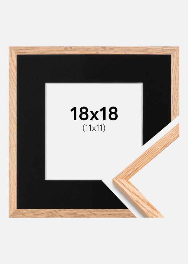 Cadre Mince Chêne 18x18 cm - Passe-partout Noir 12x12 cm