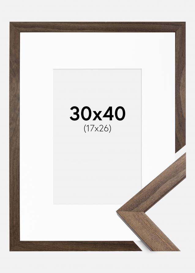 Cadre Stilren Noyer 30x40 cm - Passe-partout Blanc 18x27 cm