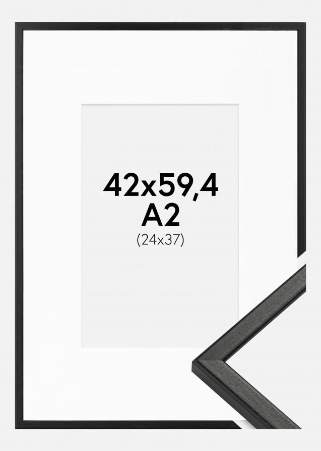 Cadre Kaspar Noir 42x59,4 cm (A2) - Passe-partout Blanc 25x38 cm