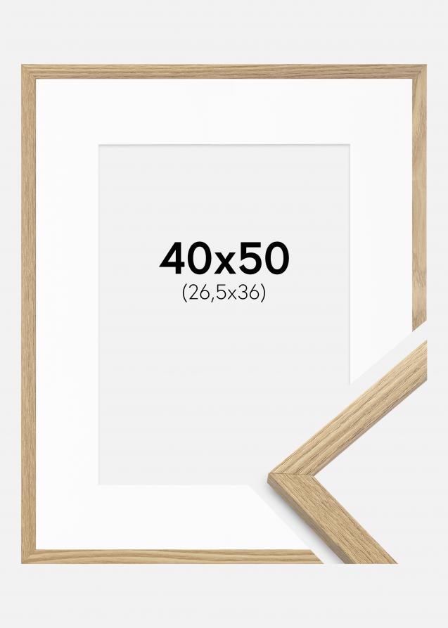 Cadre Trendy Chêne 40x50 cm - Passe-partout Blanc 27,5x37 cm