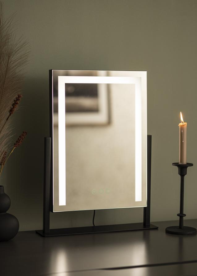 KAILA Miroir de maquillage Stand LED Noir 30x41 cm