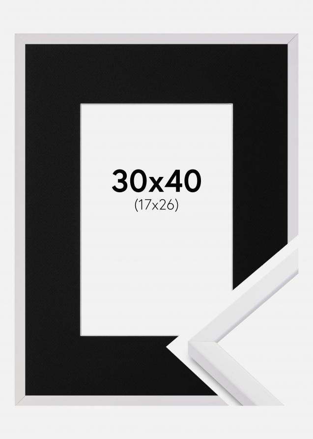 Cadre E-Line Blanc 30x40 cm - Passe-partout Noir 18x27 cm