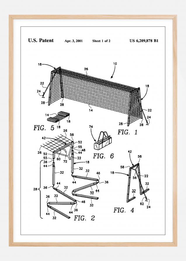 Patent Print - Soccer Goal - White Poster