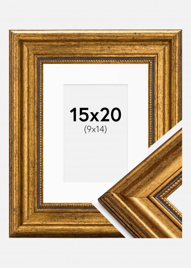 Cadre Rococo Or 15x20 cm - Passe-partout Blanc 10x15 cm
