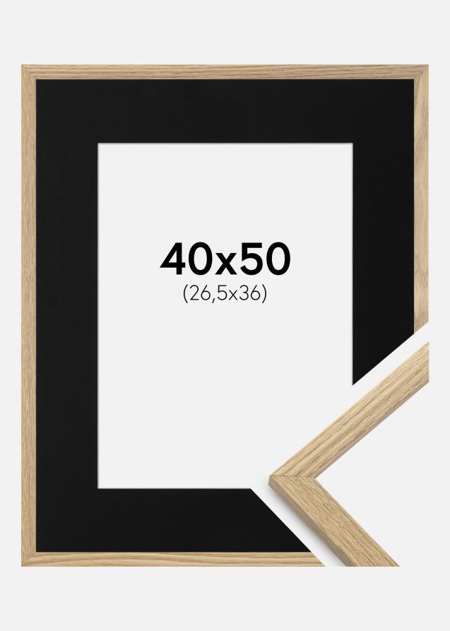 Cadre Trendy Chêne 40x50 cm - Passe-partout Noir 27,5x37 cm