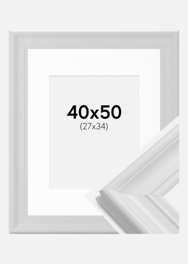 Cadre Mora Premium Blanc 40x50 cm - Passe-partout Blanc 28x35 cm