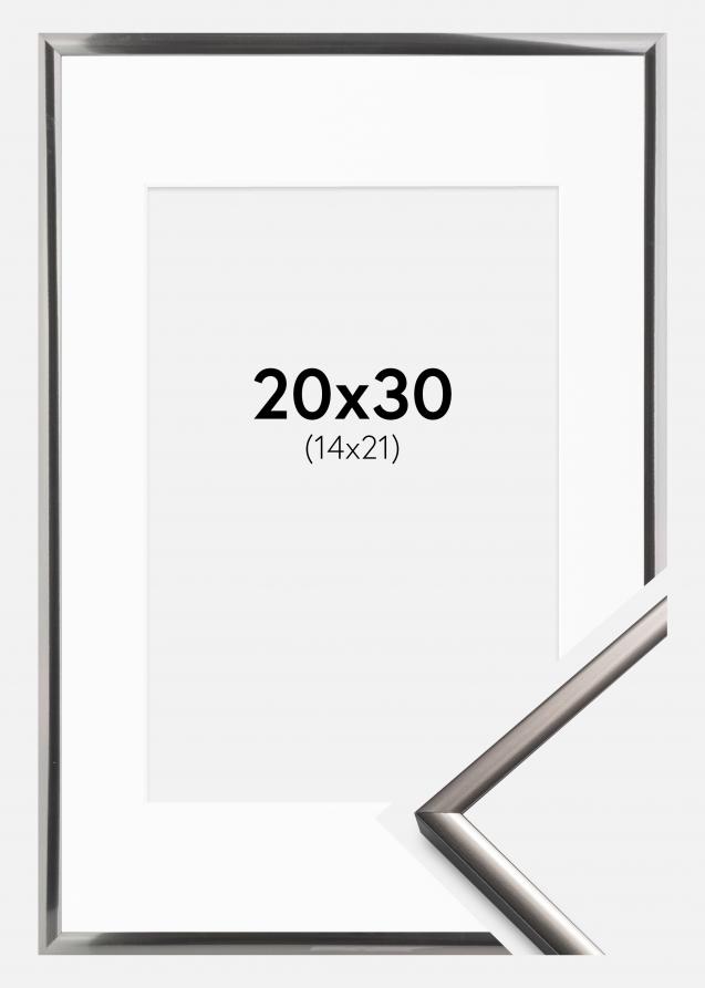 Cadre New Lifestyle Acier 20x30 cm - Passe-partout Blanc 15x22 cm