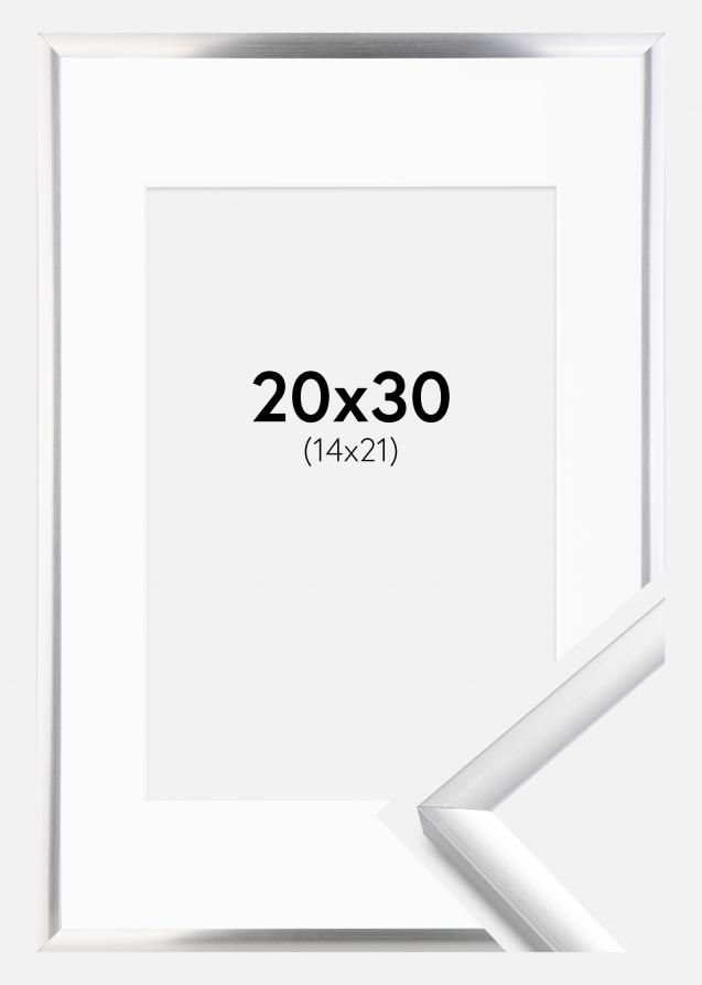 Cadre New Lifestyle Argent 20x30 cm - Passe-partout Blanc 15x22 cm