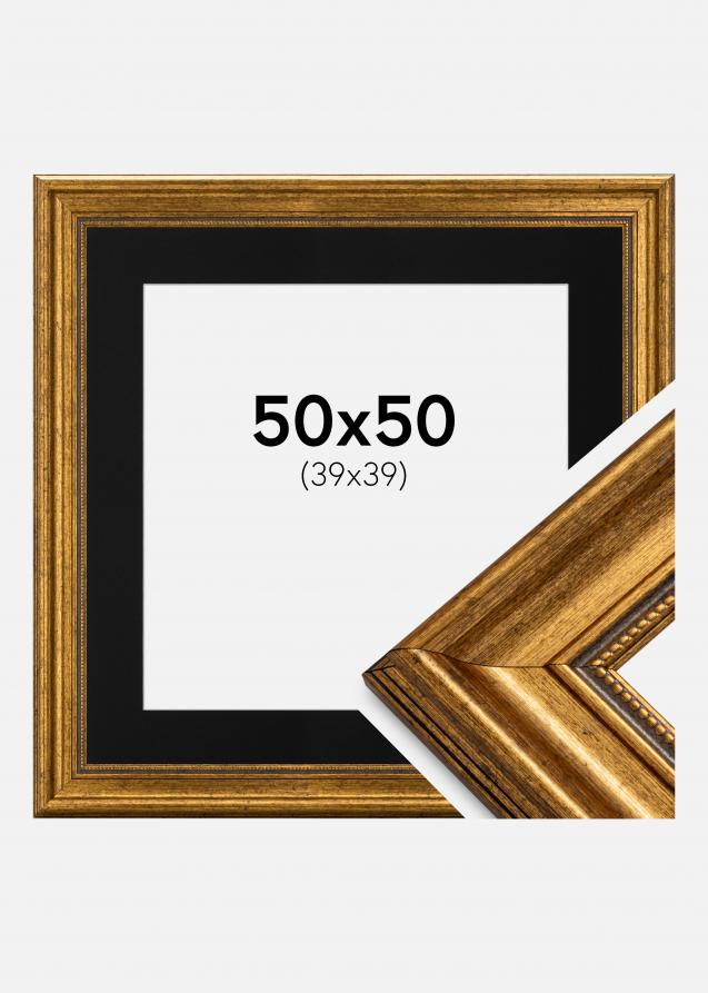 Cadre Rococo Or 50x50 cm - Passe-partout Noir 40x40 cm