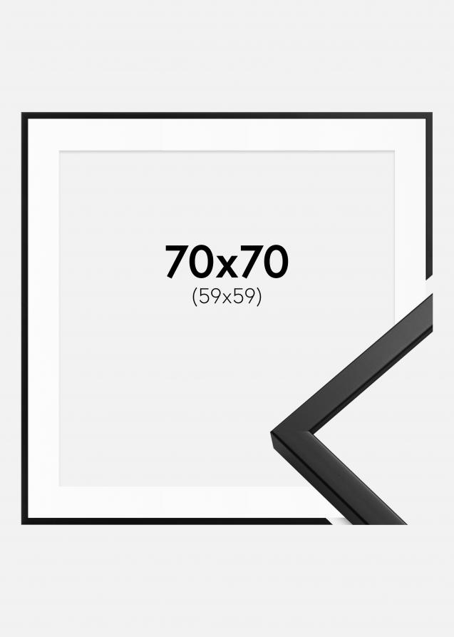 Cadre Oslo Noir 70x70 cm - Passe-partout Blanc 60x60 cm