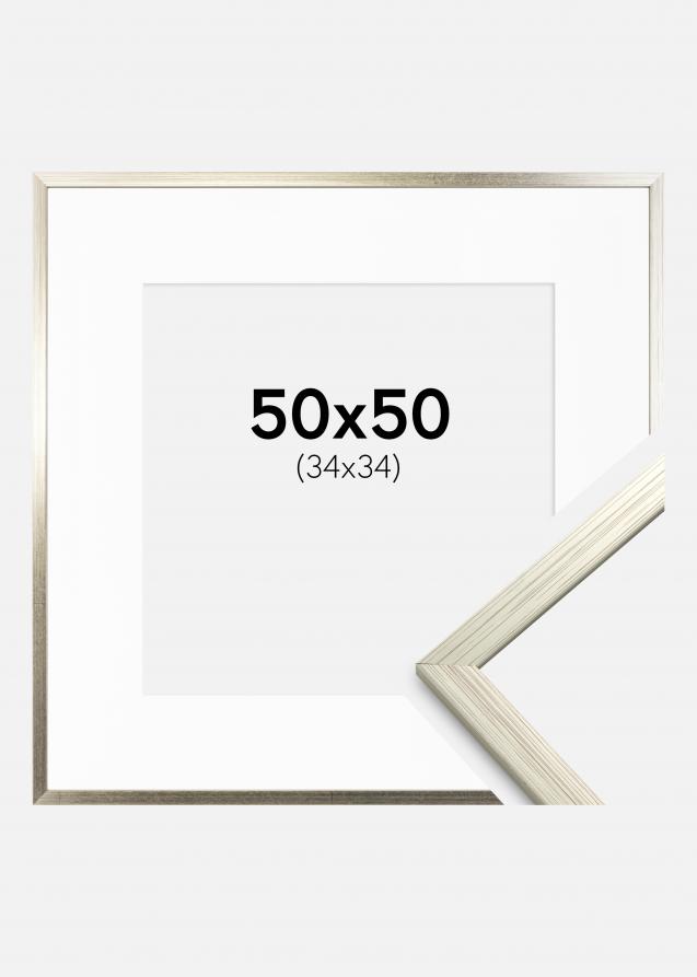 Cadre Edsbyn Argent 50x50 cm - Passe-partout Blanc 35x35 cm