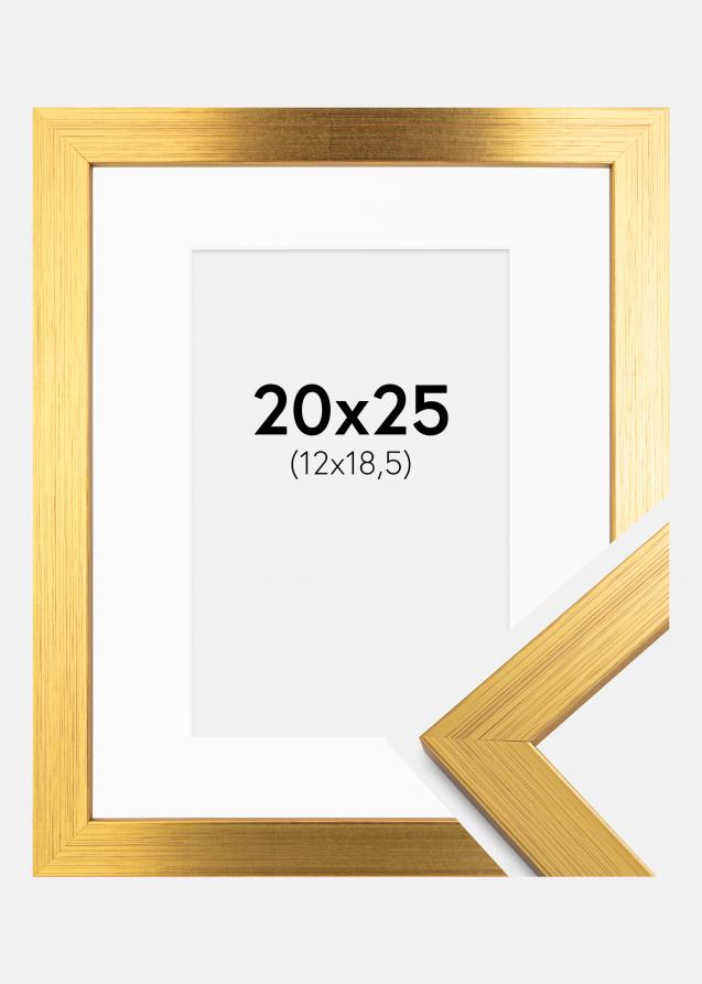 Cadre Gold Wood 20x25 cm - Passe-partout Blanc 13x19,5 cm