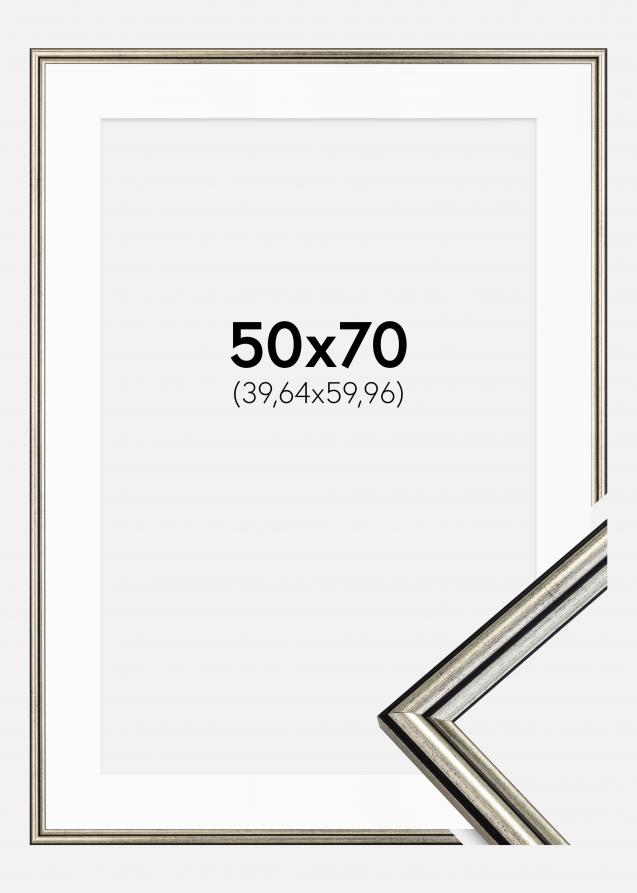 Cadre Horndal Argent 50x70 cm - Passe-partout Blanc 16x24 pouces
