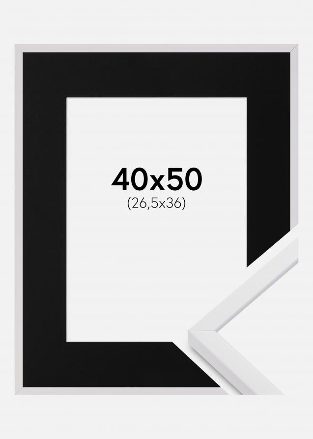 Cadre E-Line Blanc 40x50 cm - Passe-partout Noir 27,5x37 cm