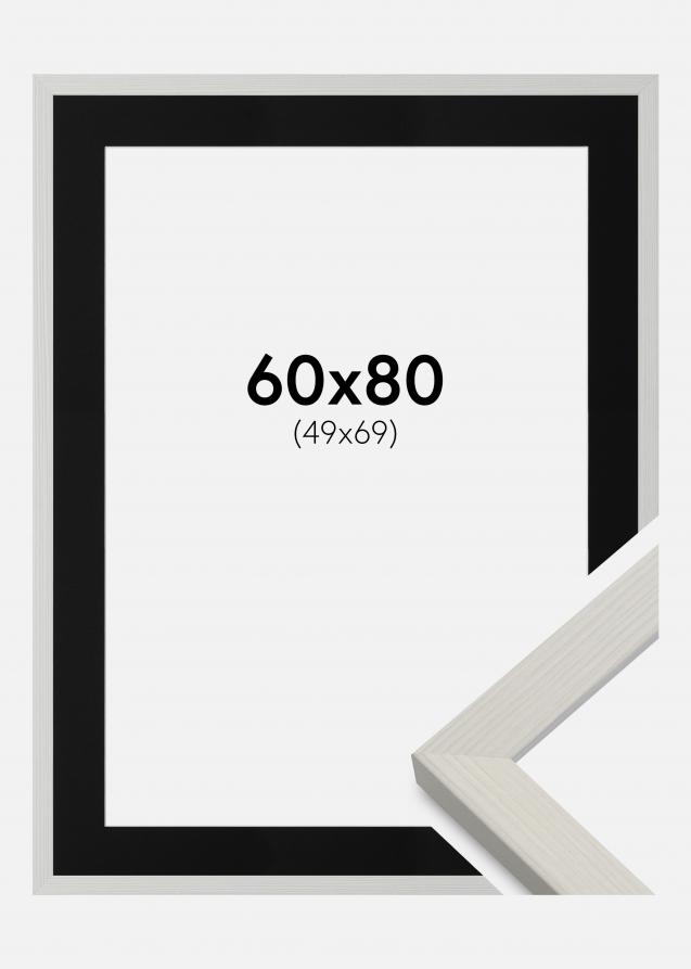 Cadre Fiorito Blanc 60x80 cm - Passe-partout Noir 50x70 cm