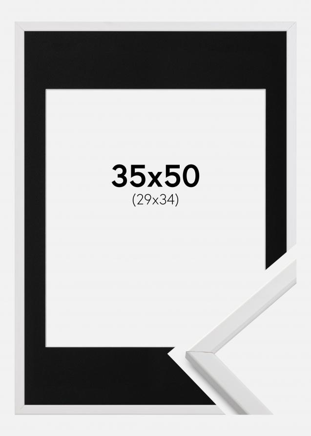 Cadre Galant Blanc 35x50 cm - Passe-partout Noir 30x35 cm