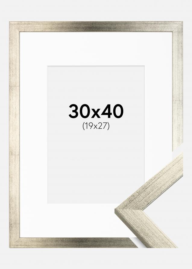 Cadre Stilren Argent 30x40 cm - Passe-partout Blanc 20x28 cm