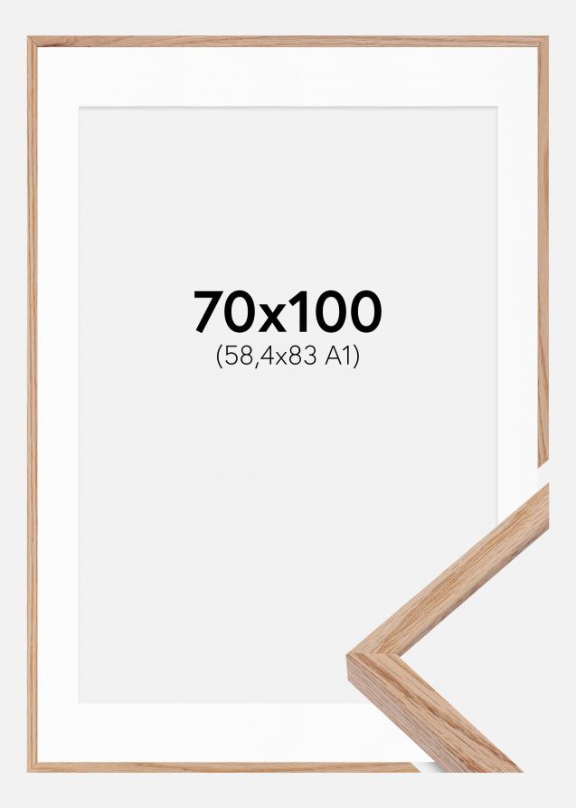 Cadre E-Line Wide Chêne 70x100 cm - Passe-partout Blanc 59,4x84 cm