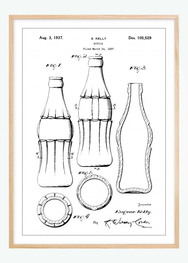 Dessin de brevet - Bouteille Coca Cola - Poster