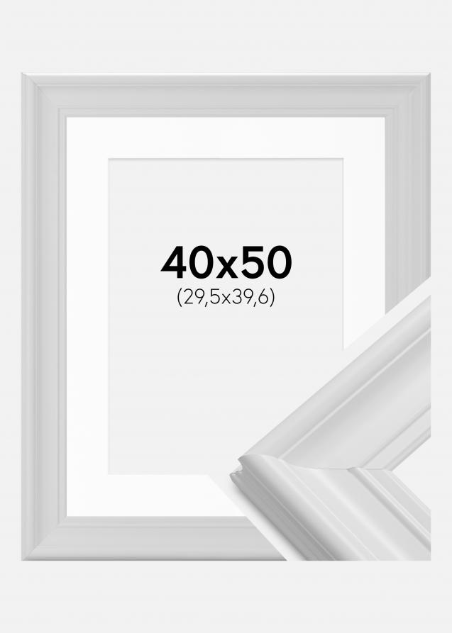 Cadre Mora Premium Blanc 40x50 cm - Passe-partout Blanc 12x16 inches
