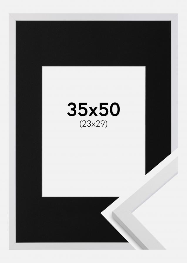 Cadre Trendy Blanc 35x50 cm - Passe-partout Noir 24x30 cm