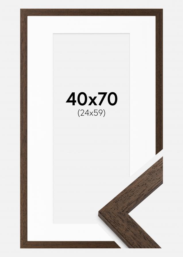 Cadre Brown Wood 40x70 cm - Passe-partout Blanc 25x60 cm