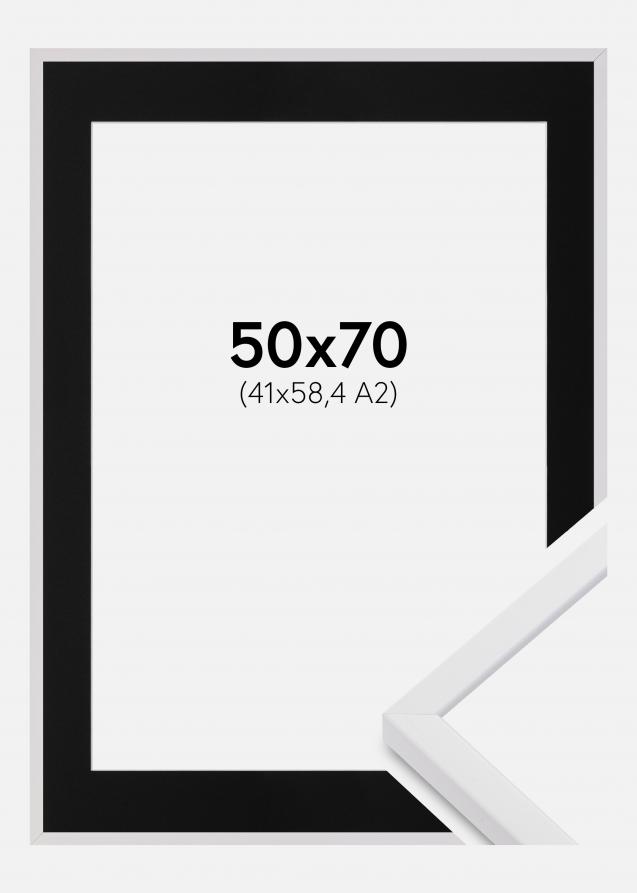 Cadre E-Line Blanc 50x70 cm - Passe-partout Noir 42x59,4 cm