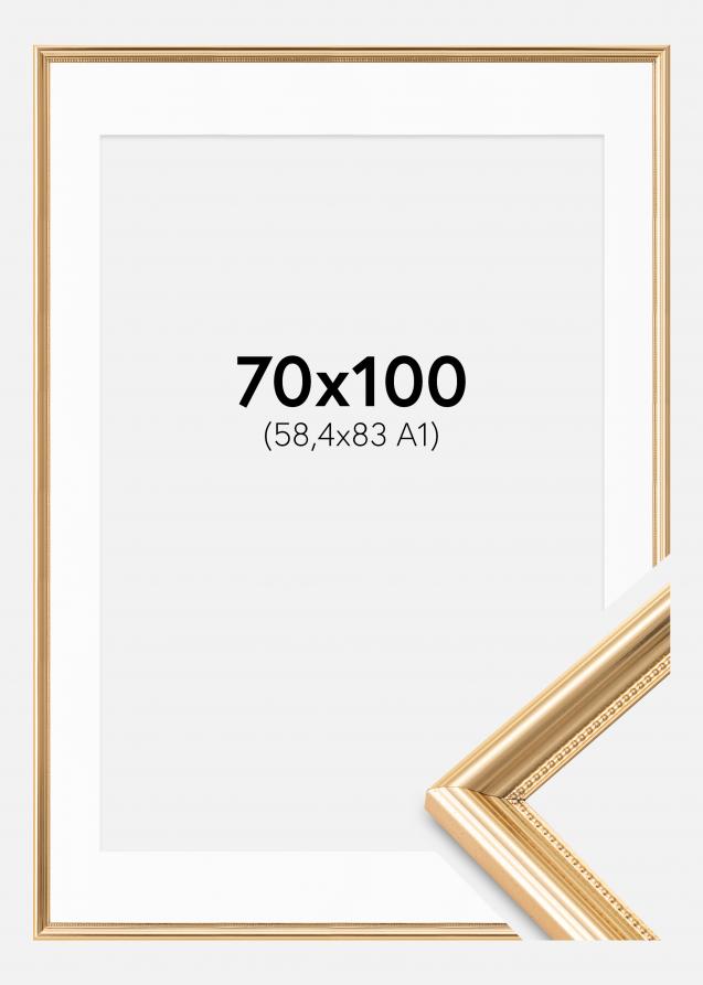 Cadre Gala Or 70x100 cm - Passe-partout Blanc 59,4x84 cm (A1)