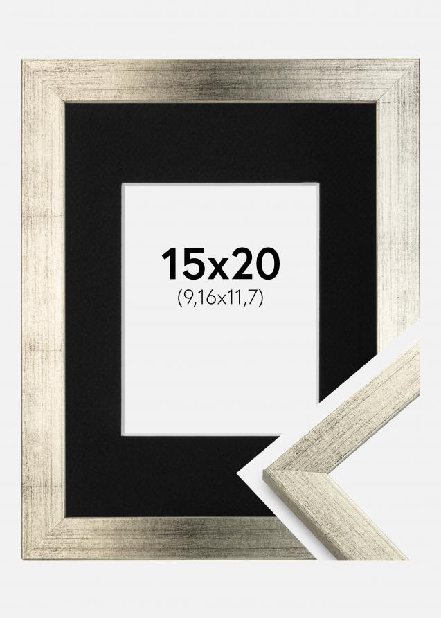 Cadre Stilren Argent 15x20 cm - Passe-partout Noir 4x5 pouces